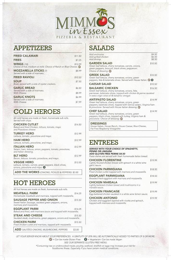 Mimmo's in Essex - Pizzeria & Restaurant